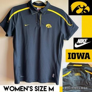 Nike Iowa Hawkeyes Womens Polo Black Short Sleeve Fit Dry Game Day Shirt Size M